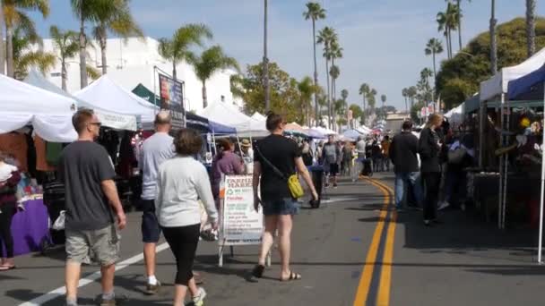 Oceanside Kalifornien Usa Feb 2020 Människor Går Marknadsplats Kund Bondemarknaden — Stockvideo