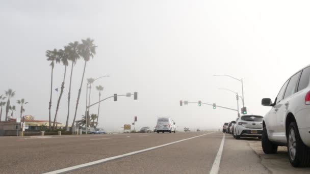 Encinitas Kalifornia Usa Lut 2020 Światło Drogowe Semafor Autostradzie 101 — Wideo stockowe
