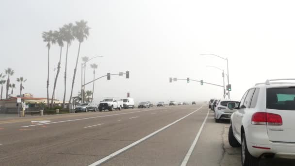 Encinitas California Feb 2020 Semáforo Semáforo Carretera 101 Por Playa — Vídeo de stock