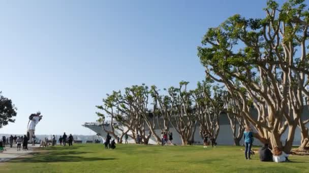 San Diego California Usa Feb 2020 Unconditional Surrender Statue Uss — 图库视频影像