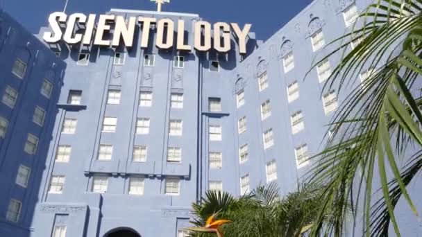 Los Ángeles California Feb 2020 Iglesia Scientology Exterior Fachada Edificio — Vídeos de Stock