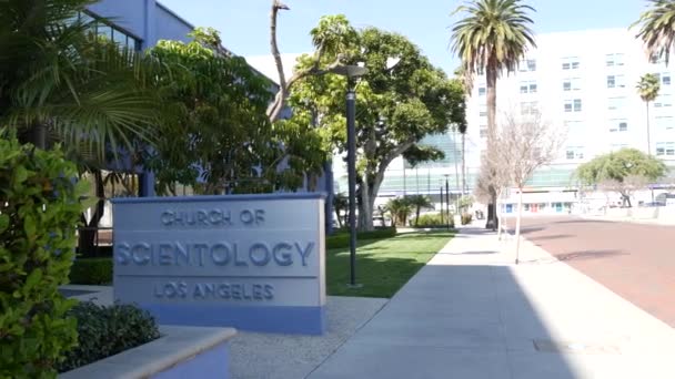 Los Ángeles California Feb 2020 Iglesia Scientology Exterior Fachada Edificio — Vídeos de Stock