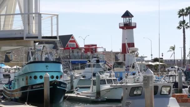 Oceanside Californien Usa Feb 2020 Havneby Med Fisker Både Lystbåde – Stock-video