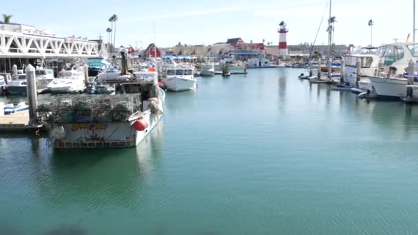 Oceanside California Usa Feb 2020 Harbor Village Fisherman Boats Yachts — Stock Video