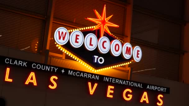 Las Vegas Nevada Usa Mar 2020 Bienvenue Fabuleuse Enseigne Néon — Video