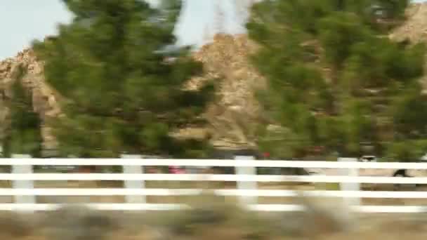 Viaje por carretera desde el Gran Cañón, Arizona, EE.UU. Conducción automática, ruta a Las Vegas Nevada. Autoestop viajando en América, viaje local, ambiente tranquilo del oeste salvaje, tierras indias. Wilderness a través de la ventana del coche. — Vídeo de stock