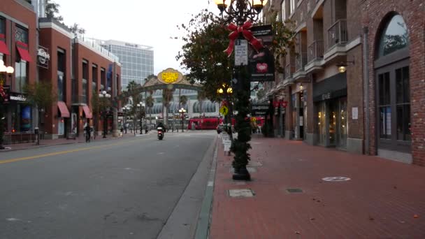 San Diego Califórnia Eua Dez 2020 Gaslamp Quarter Histórico Arco — Vídeo de Stock