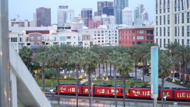San Diego Kalifornien Usa Dezember 2020 Straßenbahn Tram Oder Straßenbahn — Stockvideo