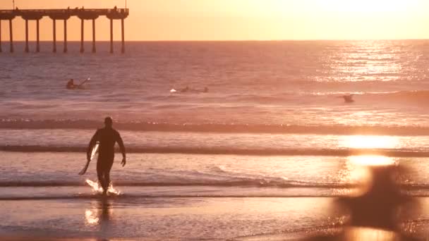 San Diego California Nov 2020 Gente Surfeando Por Muelle Ocean — Vídeo de stock