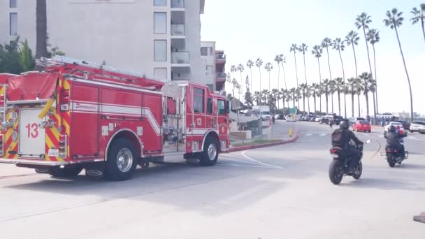 Jolla California Usa Nov 2020 Ред Пожежні Пожежні Машини Аварійний — стокове відео