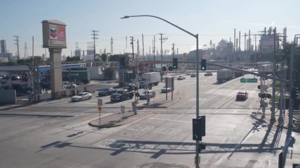 캘리포니아 Usa Dec 2020 마라톤 로스앤젤레스 가솔린 미국의 국기와 산업용 — 비디오