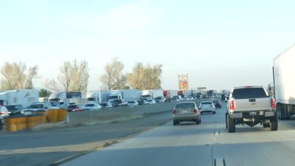 Grapevine California Usa Dec 2020 Traffic Join Highway Vehicles Husive — стоковое видео