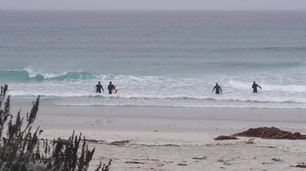 Monterey Califórnia Eua Dez 2020 Surfistas Com Pranchas Surf Praia — Fotografia de Stock