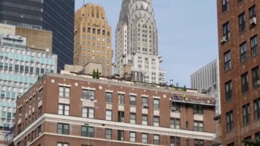 New York, Amerika Birleşik Devletleri - 9 Eylül 2024: Manhattan Midtown. Gökdelen mimarisi. Chrysler binası. Murray Hill 'deki Park Avenue Grand Central Terminali yakınlarında. Şehir manzarası, kırmızı tuğla