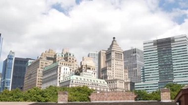 New York, Aşağı Manhattan, Aşağı Manhattan, Finans Bölgesi, Broadway Caddesi, ABD. Bina mimarisi, Battery Park 'tan Bowling Green. FiDi 'nin Skyline şehir manzarası. Amerikan iş merkezi.
