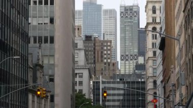 New York Şehri şehir merkezindeki yüksek binalar mimarisi, Aşağı Manhattan Lafayette sokağı, Amerika Birleşik Devletleri. Finans Bölgesi 'nin gökdelen kuleleri, ABD. Çin Mahallesi 'nden Şehir Merkezi ve FiDi
