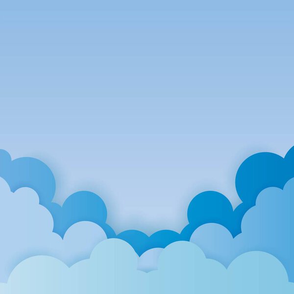 blue Sky with Clouds. Cartoon Background. Bright Illustration for Design.