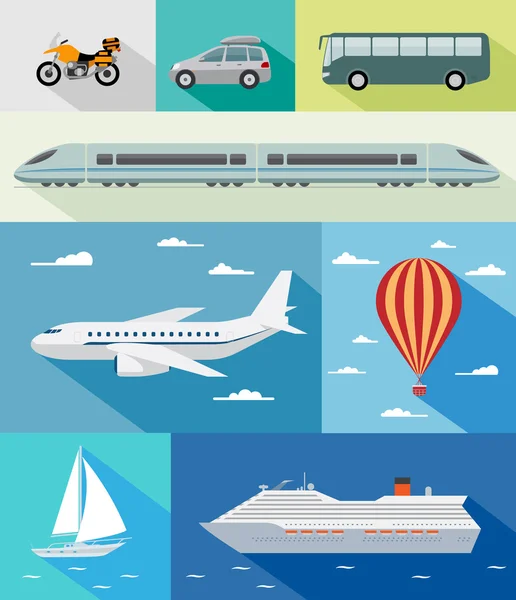 Transporte iconos planos — Vector de stock