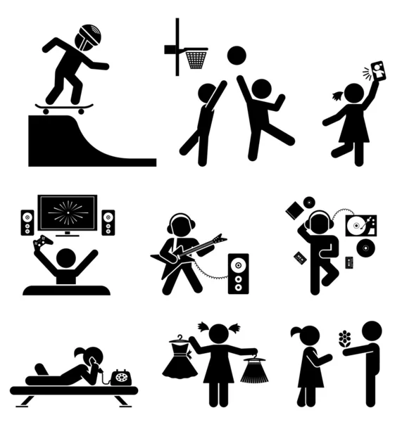 Jeugd vector instellen. Pictogram pictogrammenset. — Stockvector