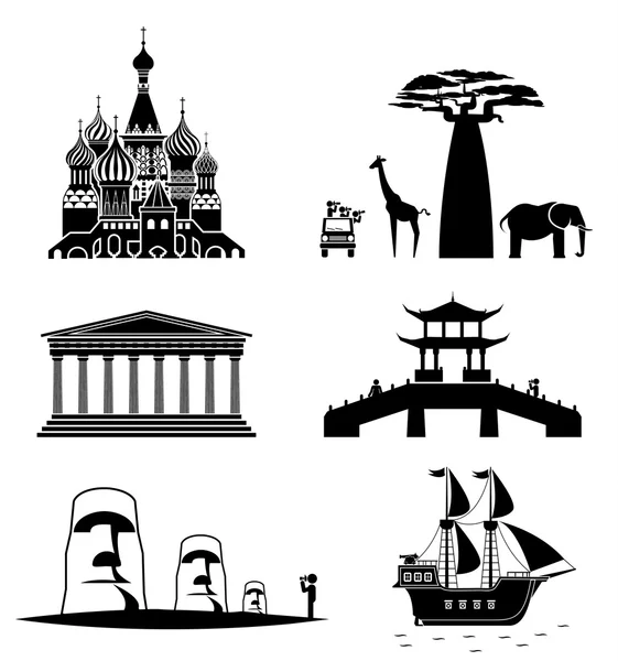 Iconos de viaje . — Vector de stock