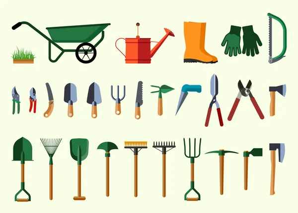 Set von verschiedenen Gartenutensilien. — Stockvektor