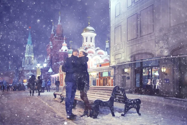 Loving couple walking in city — Stock Photo, Image