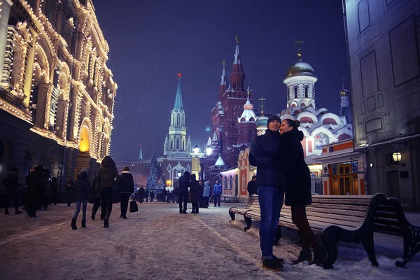 Loving couple walking in city — Stock Photo, Image