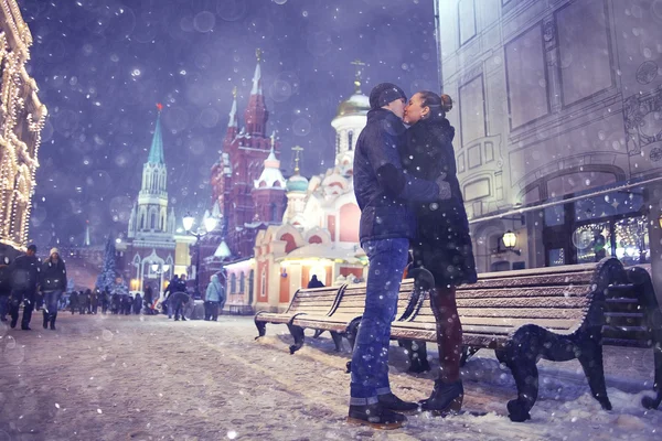 Loving couple walking in city