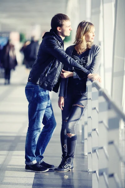 Loving couple walking in city — Stock Photo, Image