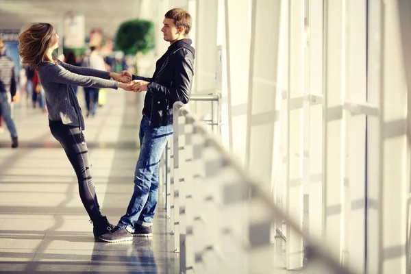 Loving couple walking in city — Stock Photo, Image