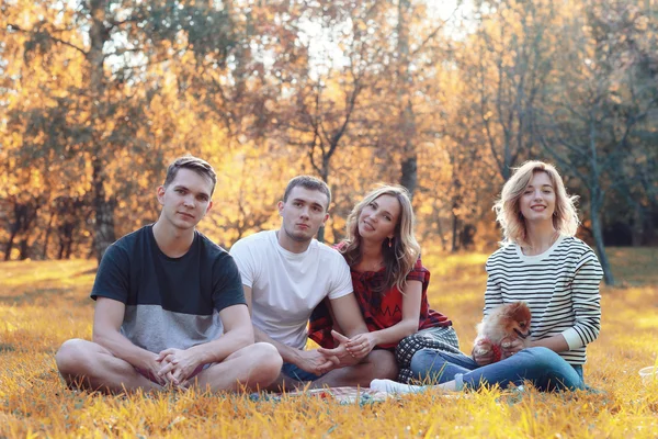 Ungdomar i höst picknick — Stockfoto