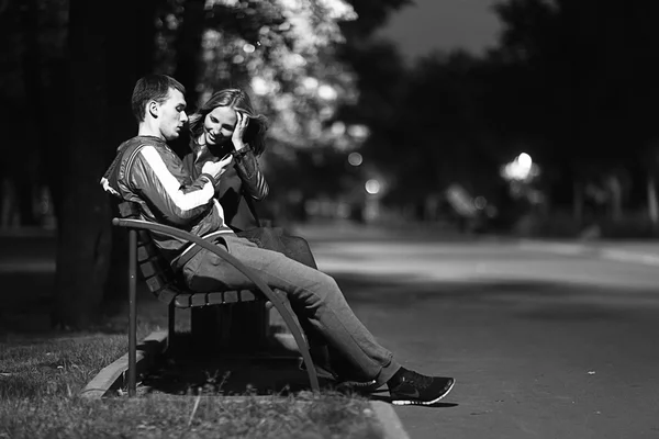 Loving couple walking in city