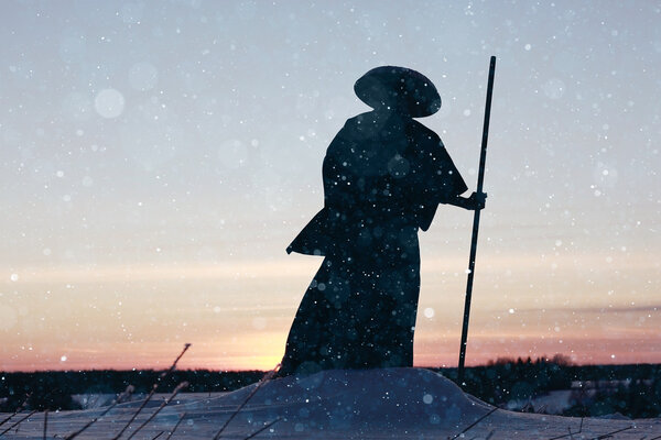 Samurai in winter field