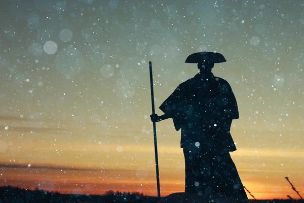 Samurai no campo de inverno — Fotografia de Stock