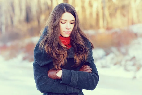 Hermosa joven en invierno — Foto de Stock