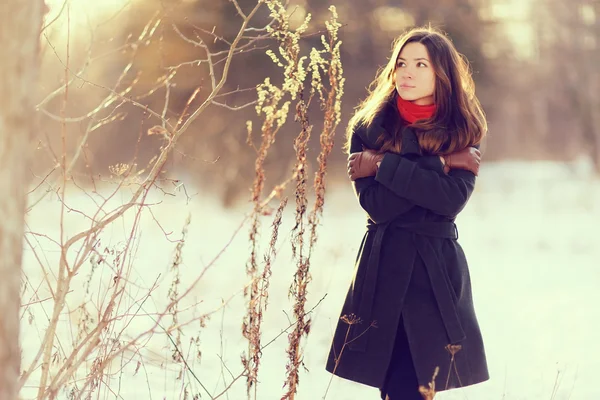 Giovane ragazza con lunghi capelli scuri — Foto Stock