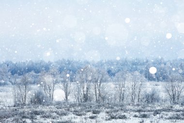 Soğuk kışın karlı Köyü