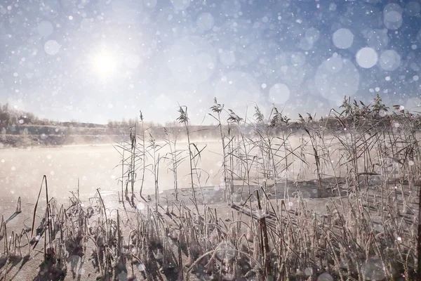 Zimowy pejzaż pole — Zdjęcie stockowe