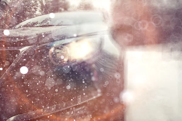 Koncepce zimní jízdy autem — Stock fotografie