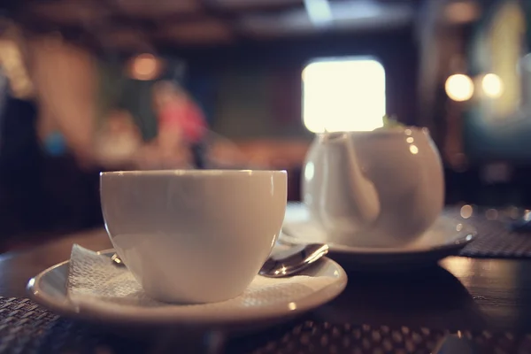 Snídaně s čaj v kavárně — Stock fotografie