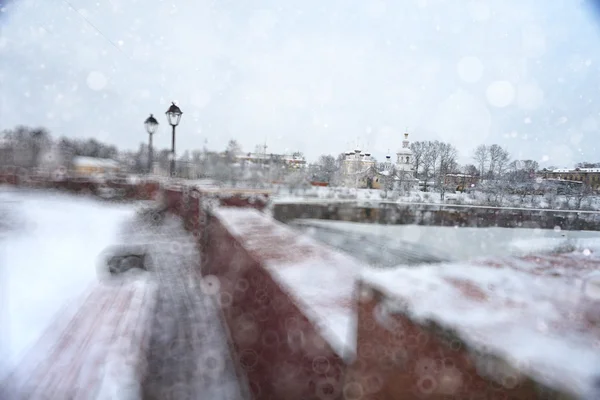 镇上的雪冬 — 图库照片