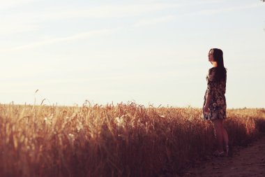 Kız buğday rustik peyzaj 