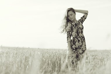 Kız buğday rustik peyzaj 