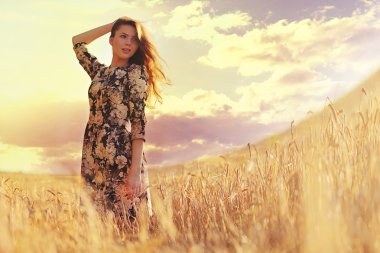 Kız buğday rustik peyzaj 