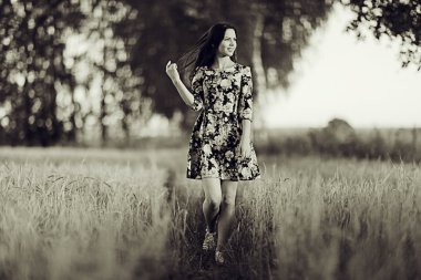 Kız buğday rustik peyzaj 