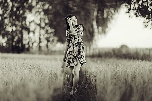 Chica en el campo de verano — Foto de Stock