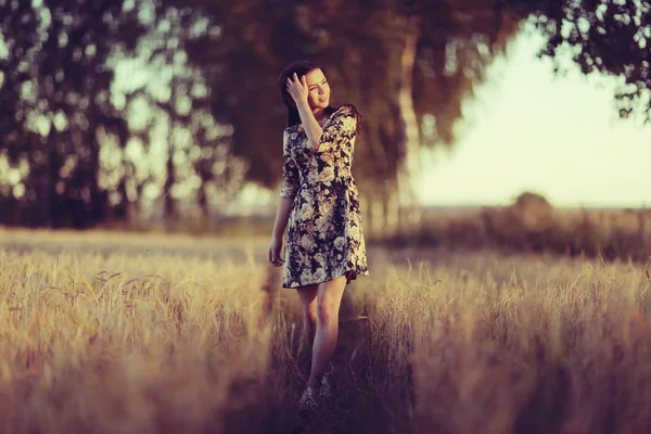 夏の畑の女の子 — ストック写真
