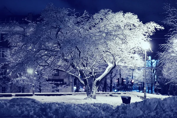 Paysage nocturne en ville d'hiver — Photo