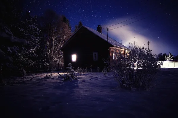Inverno paesaggio notturno — Foto Stock
