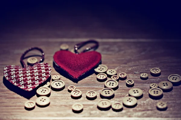 Valentim corações e botões — Fotografia de Stock
